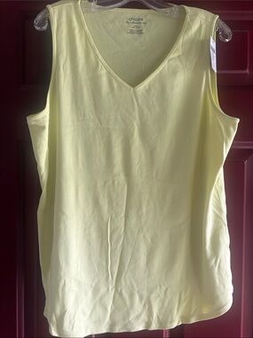 Chico's Sleeveless Ultimate Tee V-Neck Tank Top in Pale Soft Lime Sz 3 (XL)